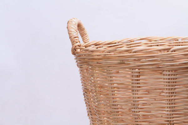 天然素材 編み込みバスケット Creer ユティル オーバルハンドルバスケットL 洗える かご バスケット